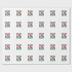 Football Christmas Pajama Shirt Wrapping Paper