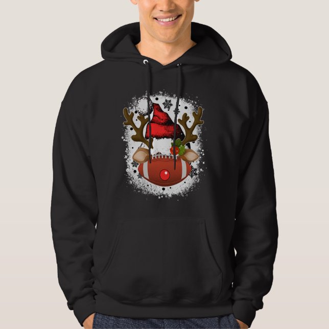 Football Christmas Reindeer with Santa Hat Funny X Hoodie (Front)