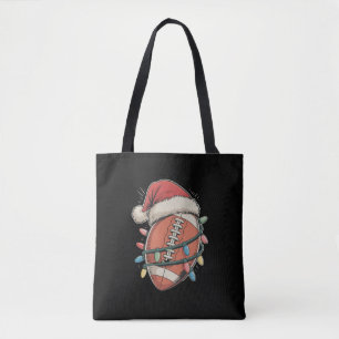 Football Christmas Santa Hat Holiday Sports Tote Bag