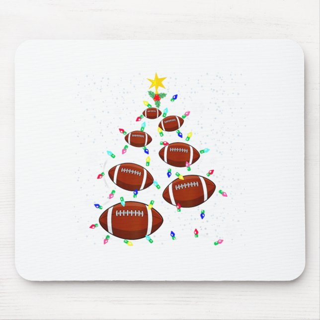 Football Christmas Tree Light Xmas Football Boys G Mouse Pad (Front)