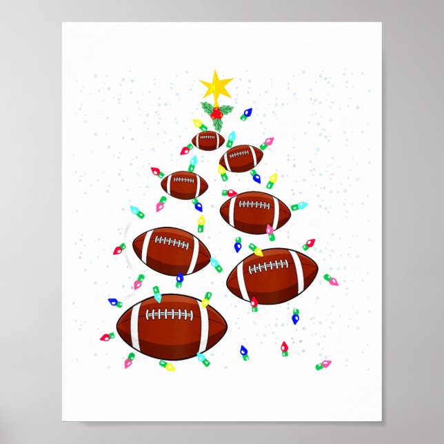 Football Christmas Tree Light Xmas Football Boys G Poster (Front)
