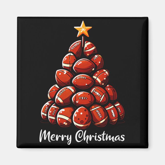 Football Christmas Tree Lights Funny Football Play Magnet (Front)