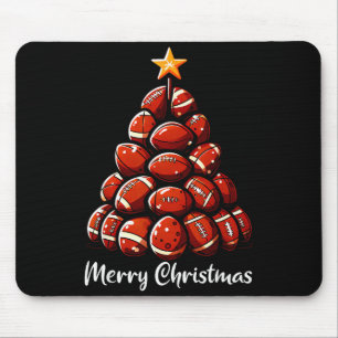 Football Christmas Tree Lights Funny Football Play Mouse Pad