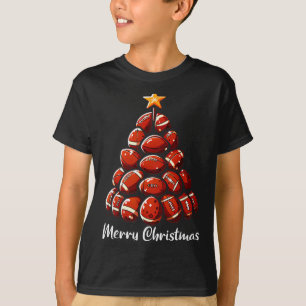 Football Christmas Tree Lights Funny Football Play T-Shirt
