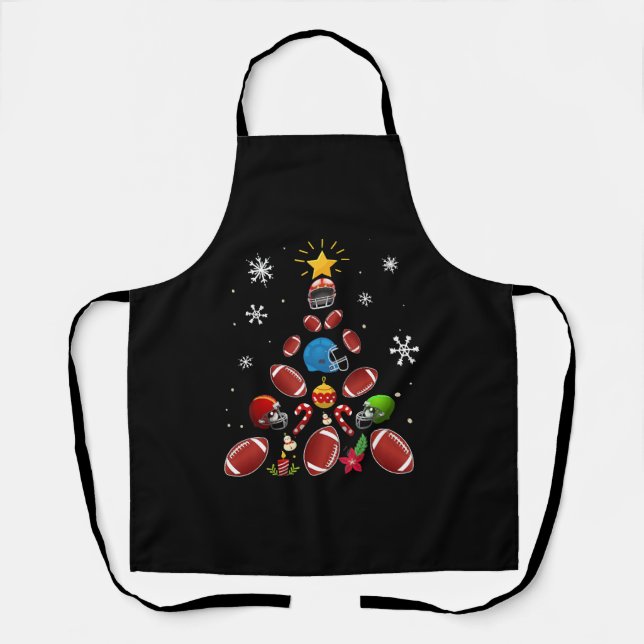 Football Christmas Tree Xmas Football Player Gift Apron (Front)
