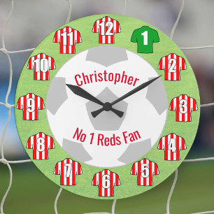 Football Clock - Red & White Striped Shirts