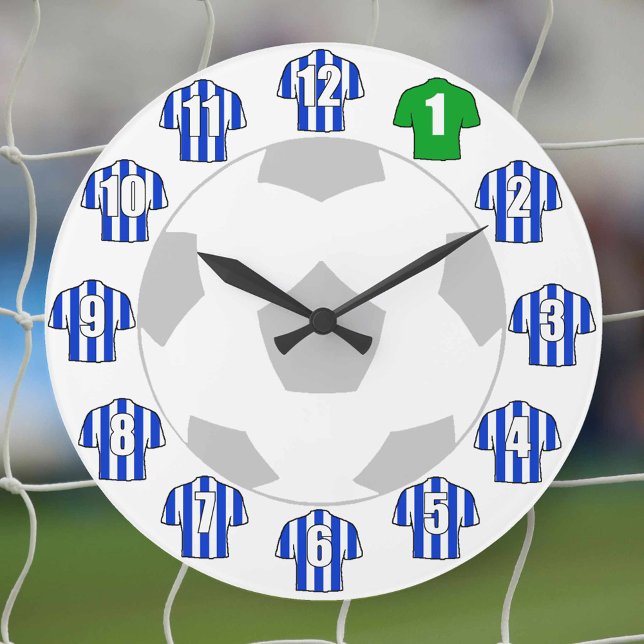 Football Clock - with Blue and White Shirts (Creator Uploaded)