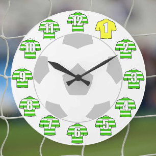 Football Clock - with Green Hooped Shirts