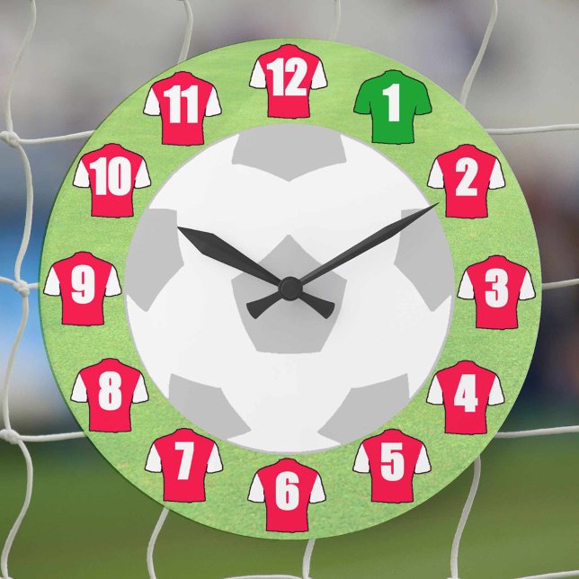 Football Clock - with Red & White Shirts (Creator Uploaded)