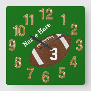 Football Clocks with YOUR NAME and JERSEY NUMBER