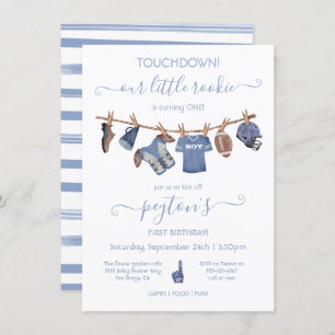 Football Clothesline Birthday Party Invitation