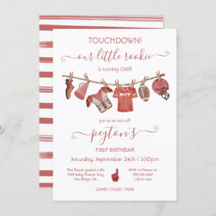 Football Clothesline Birthday Party Invitation