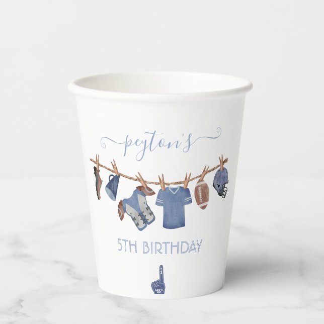 Football Clothesline Birthday Party Paper Cups (Front)