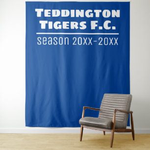 Football Club Presentation Backdrop in Blue Tapestry