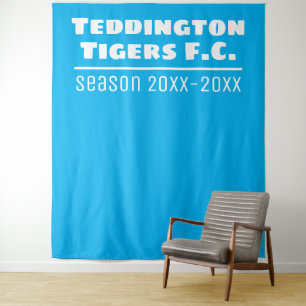 Football Club Presentation Backdrop in Light Blue Tapestry