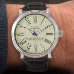 Football Club Supporters Watch<br><div class="desc">Football club watch. A watch that is designed as a gift for a worker, fan or supporter of a Football Club. Add the name of the recipient as well as the Football club name. Parchment style background.</div>