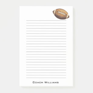 Football Coach Add Name 4 x 6 Post-it Notes