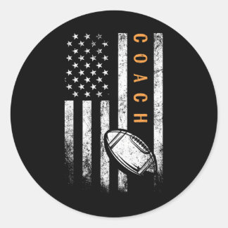 Football Coach American Flag Football Trainer Classic Round Sticker