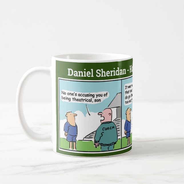 Football Coach and Player Cartoon Strip Coffee Mug (Left)