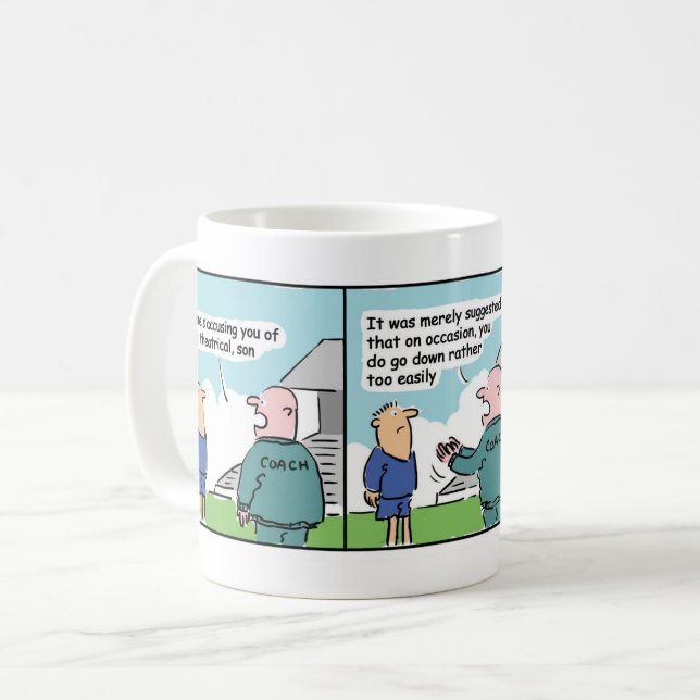 Football Coach and Player Cartoon Strip Coffee Mug (Front Left)
