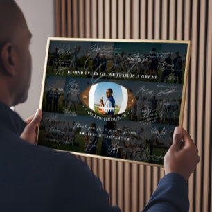 Football Coach Appreciation Collage Team Signature Poster