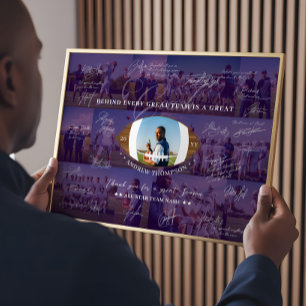 Football Coach Appreciation Collage Team Signature Poster