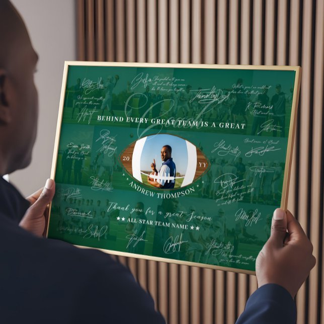 Football Coach Appreciation Collage Team Signature Poster (Football Coach Appreciation Collage Team Signature Poster)