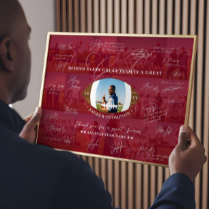 Football Coach Appreciation Collage Team Signature Poster