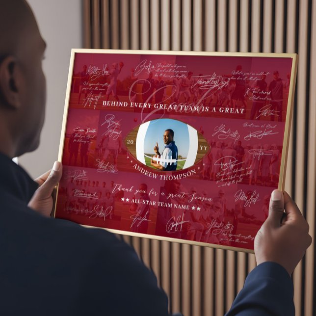 Football Coach Appreciation Collage Team Signature Poster (Football Coach Appreciation Collage Team Signature Poster)