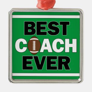 Football Coach BEST COACH EVER Sports Christmas Metal Ornament