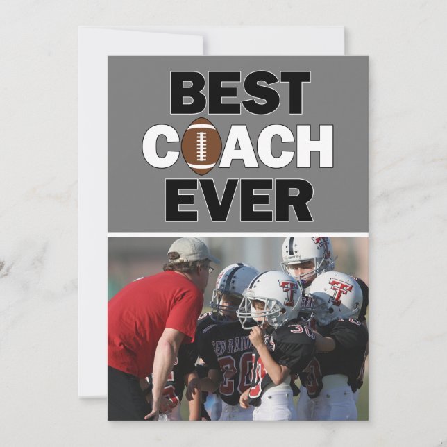 Football Coach Best Ever Custom Photo Thank You Card (Front)