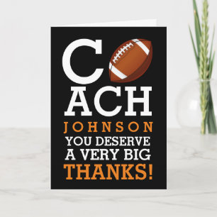Football Coach Custom Name Thank You Card