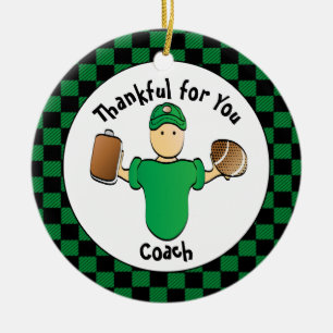 Football Coach Funny Cartoon Thank You Gift   Ceramic Ornament