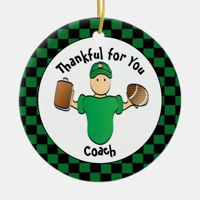 Football Coach Funny Cartoon Thank You Gift   Ceramic Ornament (Front)