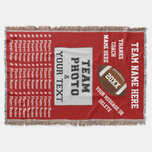 Football Coach Gifts, Your PHOTO, TEXT, COLORS Throw Blanket