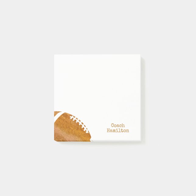 Football Coach Personalised Watercolor Trendy Post-it Notes (Front)