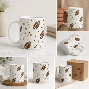 Football Coach Play Pattern Mug Sports Fan Coffee 