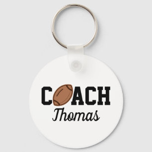 Football Coach Player Ball Design Typography Name  Key Ring