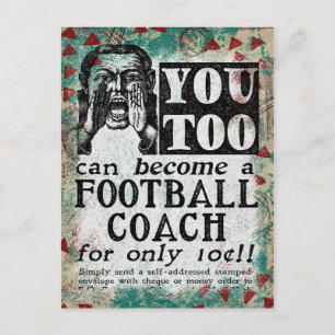Football Coach Postcard - Funny Vintage Retro