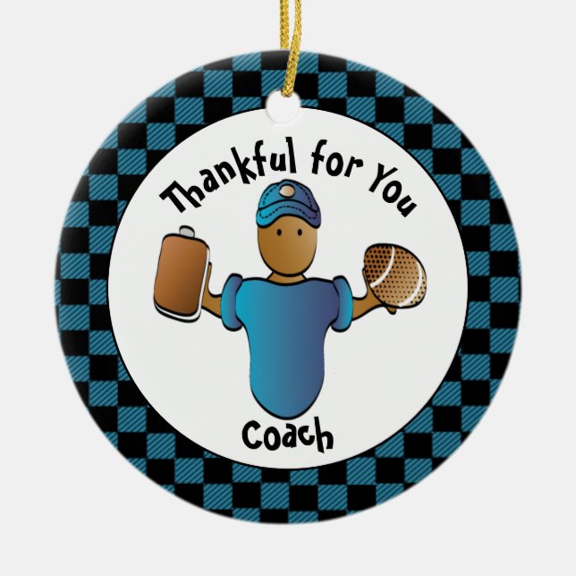 Football Coach Present Male Cartoon Personalised Ceramic Ornament (Front)