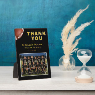 Football Coach Team Name Photo Thank You Card Plaque