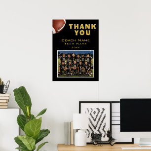 Football Coach Team Name Photo Thank You Card Poster