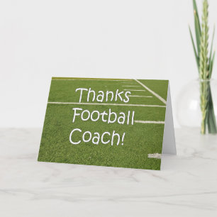 Football Coach Thank You Thanks on Playing Field Card
