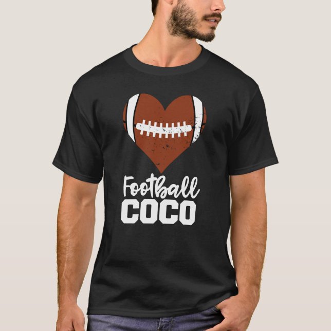 Football Coco Football Heart Grandma Coco T-Shirt (Front)