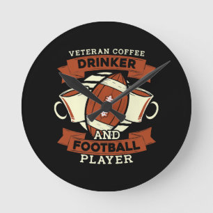 Football Coffee Round Clock