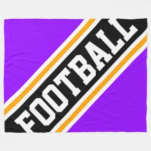 FOOTBALL Cool Bright Purple Black Racing Stripes Fleece Blanket