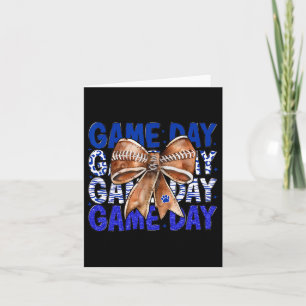 Football Coquette Bow Blue Bulldogs Game Day Women Card