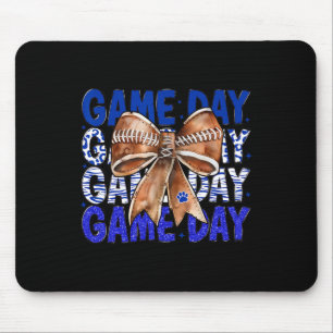 Football Coquette Bow Blue Bulldogs Game Day Women Mouse Pad