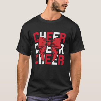 Football Coquette Bow Cheer Mum Ribbon Red Women C T-Shirt
