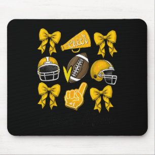 Football Coquette Bow Cheer Mum Yellow Mouse Pad